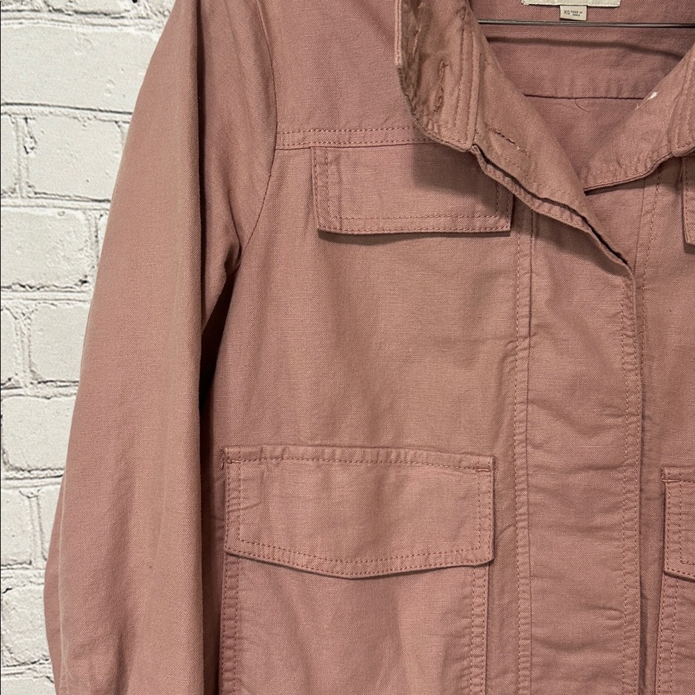 Loft Linen Blend Dusty Rose Utility Jacket Size XS - Picture 5 of 9